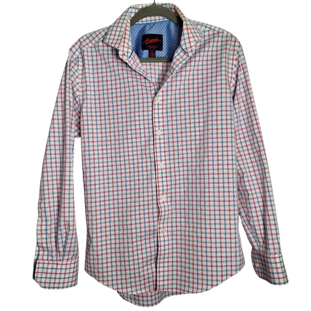 Egara Button Up Shirt Slim Fit Long Sleeve Checker Medium Mens